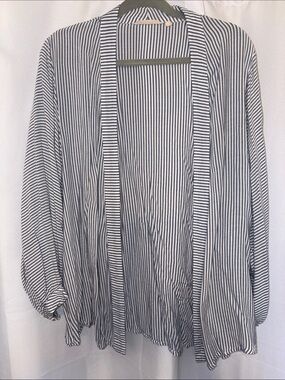 Soft Surroundings Blue and White Striped Open-Front Cardigan duster